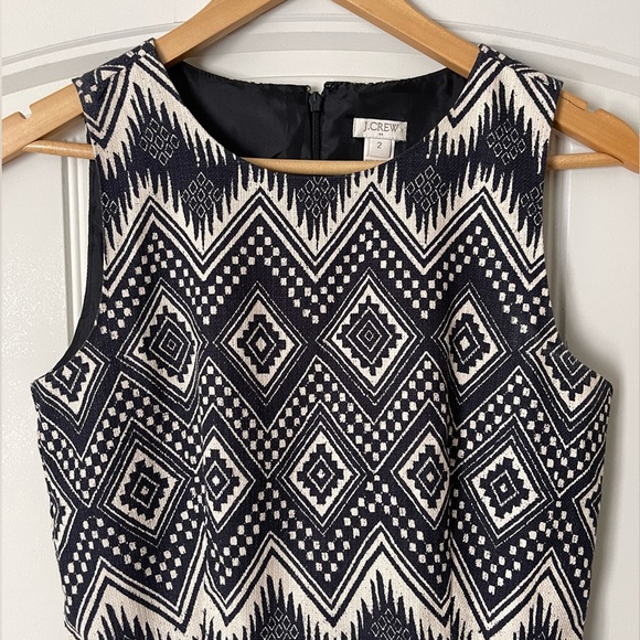 J. Crew Factory Black and White Geometric Sleeveless Business Midi Dress Size 2 - Picture 2 of 5